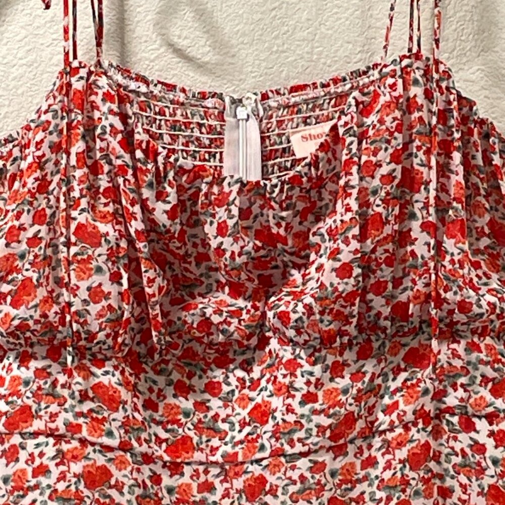 SHOWPO Monaco Sweetheart Red/White Floral Ruched Empire Midi Dress Women 14 - Picture 6 of 12